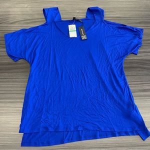Cable & Gauge Cold Shoulder Cobalt Blue Top size L